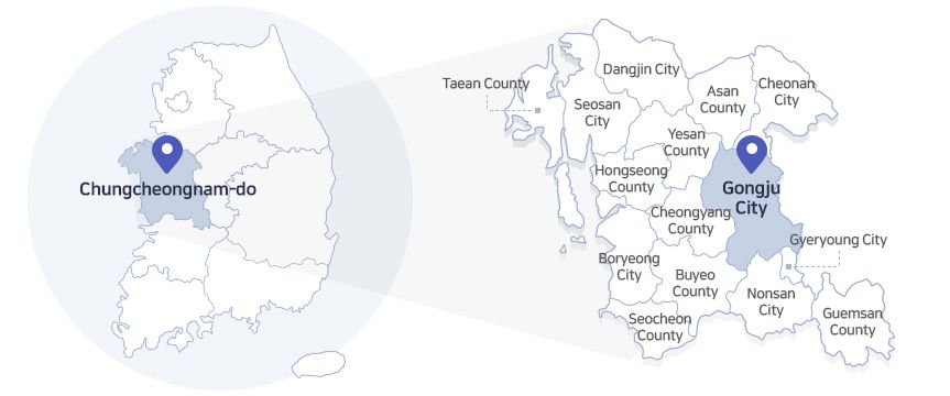 The geographical location of Gongju